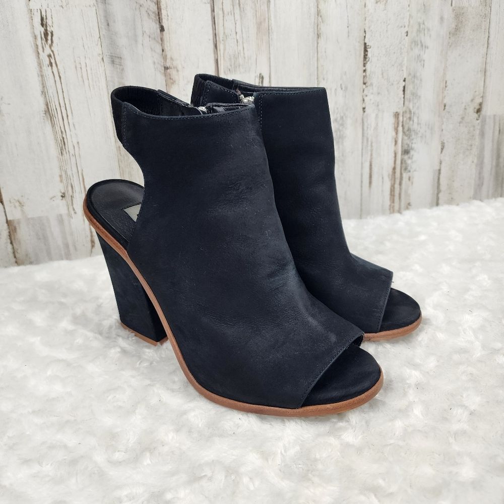 Steve Madden Valencia Leather Open Toe Booties Black Size 9.5